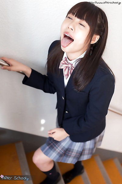 Japanese schoolgirl swallows..